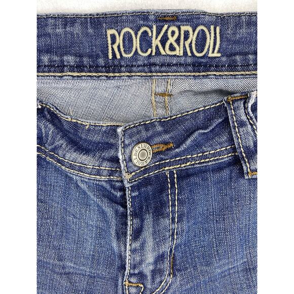 Rock And Roll Jeans Womens 30x34 (32x33) Blue Western Mid Rise Riding Bootcut - Picture 4 of 9